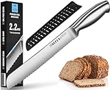 Walfos Brotmesser, Edelstahl-Brotmesser mit Wellenschliff, Ultrascharf, Einteiliges Design,...