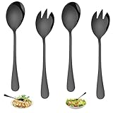 HREDZEO Salatbesteck Edelstahl,4 Pcs Salatbesteck Schwarz 2 Salatlöffel und 2 Salatgabeln Edelstahl...