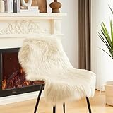 JXLOULAN Faux Lammfell Schaffell Teppich Beige 60x90 cm, Longhair Flauschiger Fell Teppiche...