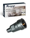 Kopp Schutzkontakt-Gummikupplung in schwarz - Bruchfeste IP20-Kupplung aus Vollgummi mit Knickschutz...