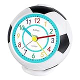 Edillas Wecker Kinder Jungen Mädchen, Fußball Wecker Analog Geräuschlos Ohne Ticken mit Licht...