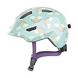 ABUS Kinderhelm Smiley 3.0 LED - Fahrradhelm mit Licht - tiefe Passform & Platz für einen Zopf -...