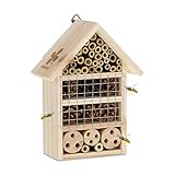 Relaxdays Insektenhotel Holz, Garten & Balkon, Bienenhotel zum Aufhängen, HxBxT: 24 x 18 x 9 cm,...