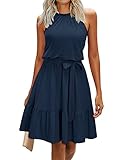 Newshows Sommerkleid Damen Knielang Elegant Kleid Neckholder Sommer Ärmellos Freizeitkleider mit...