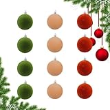 Beflockter Weihnachtsschmuck, Christbaumkugeln | 12X Weihnachtsdekoration mit beflockter Kugel -...