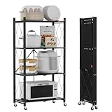 DEANIC Faltbare Aufbewahrungsregale, 4 Etagen, Metallregal zur Aufbewahrung, 61 x 116 x 28 cm,...