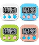 4 Stück Magnetische Stoppuhr Küchentimer,Birshe Digitaler Magnetisch Stoppuhr Timer Countdown...