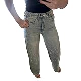 Baggy Jeans Damen High Waist Jeanshose Weites Bein Denimhose Große Größen Stretch Hose Hihop...