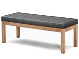 Roberto Sitzbank, Material Massivholz, Kernbuche geölt, 130 cm, ohne Rückenlehne, Stoff grau