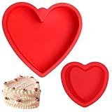 2PCS Silikon Herzbackform,Kuchenform Herz Ø 26cm&17cm,Silikon Kuchenform Groß Antihaft,Herz...
