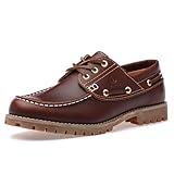 SL-Saint 1 Handgefertigte Herren Classic Boat&Deck Schuhe Moc Toe Lace Up Full Grain Leder Bequeme...