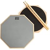 Tebery 12 Zoll Drum Practice Pad, mit 5A Drum Sticks, 2-seitig Silent Rubber Dumb Drum für...