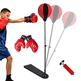 Punchingball Boxen Set höhenverstellbar, Standboxball mit Fußpedal, Boxhandschuhen & Pumpe, Kinder...