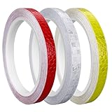 Prasacco 3 Rollen Reflektorband Selbstklebend, 10mm x 8m Reflektoren Aufkleber Selbstklebende...