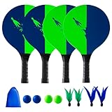 U&C Planet Beachball Set Paddle Ball Spiel Strandschlägerset aus Holz Schläger Spiel für...