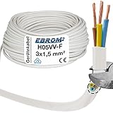 Schlauchleitung Gerätekabel H05VV-F 3G1,5 mm² - 3x1,5 mm² - weiß - 5/10 oder 25 Meter wählbar -...