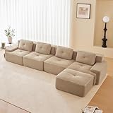 HMHKHN Modular Sofa 4 Sitzer mit 1 Ottoman, Modernes Boneless Couch mit Tiefsitz, Bequemes Corduroy...