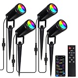 GOOGO Gartenbeleuchtung mit Strom, 4-in-1 RGBCW LED Gartenleuchte mit App und Fernbedienung,...