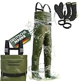 Heimfleiss® Wathose Herren Wasserdicht mit Stiefel (Gr. 39) | Unisex Nylon Anglerhose inkl....