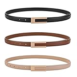 KEYRI 3er-Pack Schmaler Taillengürtel für Damen Ledergürtel Verstellbarer Dünner Gürtel Skinny...