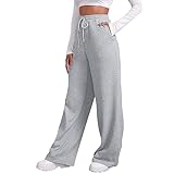 Damen-Jogginghose mit Fleece-Futter, breite, gerade Beinhose, Jogginghose, Joggerhose, Workout, hohe...