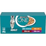 PURINA ONE Adult Katzenfutter nass, zarte Stückchen in Sauce, Sorten-Mix, 40er Pack (40 x 85g)