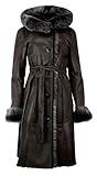 DX-Exclusive wear Damen-Schaffellmantel, Lammfellmantel mit Toscana Fell KPKD-0013 (48, braun)