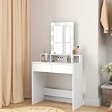 Panana Schminktisch mit LED-Lichtern, Spiegel mit Verstellbarer Helligkeit, Schminktisch mit 2...