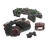 Toyvian 4 Stück Teiliges Aquarium Deko aus Resin Unregelmäßiges Driftwood Design Langlebige...