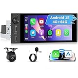 Inefala 4+64G Android 15 Autoradio 1 Din mit drahtlosem CarPlay und Android Auto, 6 Zoll Auto...