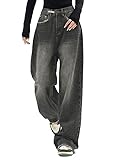 EMMIOL Jeans für Damen, weites Bein, Baggy-Jeans, hohe Taille, Y2K, Cargohose, lässig, lockere...