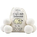 VALNEO 6 Trocknerbälle für Wäschetrockner in weiß aus 100% natürlicher Schafwolle - öko...