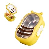 LNSYSNS Brotzeitbox mit Fächern 1000 ml, Edelstahl Vesperdose Kinder, mit Bienen-Design Brotdose...