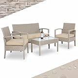 Casaria® Gartenmöbel Set Wetterfest 4 Personen Outdoor inkl. Auflagen Polyrattan 2 Sessel...