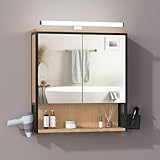 EUGAD Spiegelschrank Bad mit Beleuchtung, Badezimmerschrank mit Spiegel, Badschrank hängend, mit...
