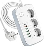 LUFEIS Mehrfachsteckdose mit USB, 3 Fach Steckdosenleiste mit 5 USB und 1 USB C Schreibtisch...