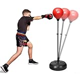 GYMAX Punchingball Boxen Set 120-154 cm höhenverstellbar, Box Set mit Boxhandschuhen & Pumpe,...