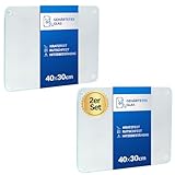 getgastro 2-er Set Schneidebrett Glas 40x30, Rutschfest mit Füße, Glasschneidebrett ohne...