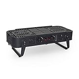 Meateor faltbarer Gasgrill, mit Tragetasche, 2 regelbare Grillbereiche, grill für Camping,...