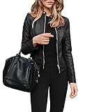 SOMTHRON Damen Kunstleder Jacke Leder Jacke Motorrad Short PU Kurzjacke Punk Bikerjacke...