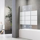 Duschwand für Badewanne Faltbar 130 x 140 cm Gestreift Badewannenfaltwand 3 teilig Duschfaltwand...