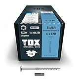 TOX Holzbauschrauben TIMBR TK 6,0 x 120 mm, blau verzinkt mit Tellerkopf, TX30, Schrauben für...