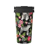 Isolierter Kaffeebecher mit Schnauzer-Druck, 500 ml, Reise-Kaffeebecher, für Reisen, Büro, Auto,...