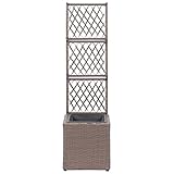 Hochbeet mit Rankgitter 1 Topf 30x30x107 cm Poly Rattan Braun Blumentöpfe Groß Hochbeete Für...