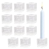JMIATRY 12 Stück Kerzenständer Glas, Kerzenhalter Transparent, Teelichtgläser Klein,...