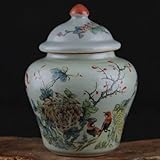 XIALON Teedose mit Rosenmotiv von Qing Tongzhi aus Porzellan, 13,8 cm