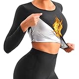 Saunaanzüge Sauna Shirt Langarm Oberteile T-Shirts Tops Abnehmen Rundhalsausschnitt Hot Thermo...