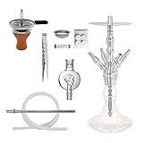 Skynet® 2K20 1.0 Shisha Set Hookah 56cm Edelstahl + Zubehör | 4 Anschluss Wasserpfeife Komplett...