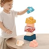 Halatua 5 Pcs Baby-Stapelklötze,Baby Stapelbecher Spielzeug, lustiger pädagogischer Stapelwürfel...