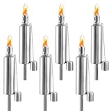 LZQ Gartenfackeln Edelstahl 6er Set, Outdoor Fackeln, Öllampe für Draußen, Lampenöl für...